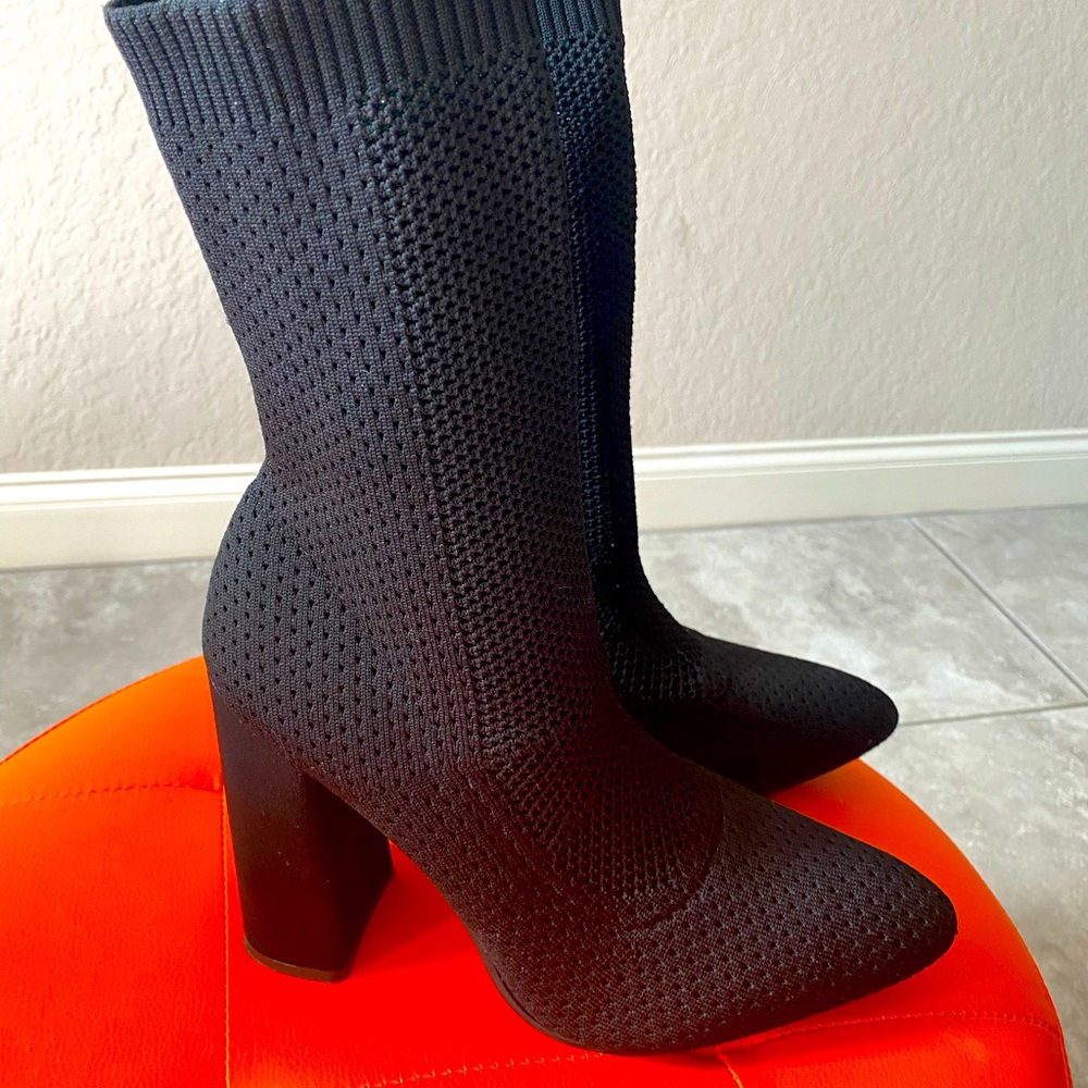 Zara black stretch sock boots
